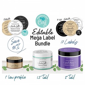 Wrap Around Label Template Bundle for Jars, 2, 4, 6, 8 Oz Jar Labels, Tin Container, Simply Natural Candle, Lotion, Bath, Body Butter Labels - Etsy