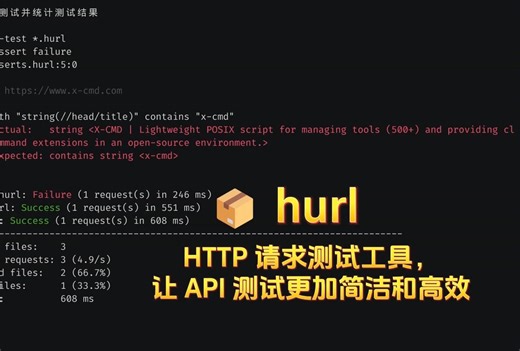 📦 hurl: HTTP 请求测试工具，让 API 测试更加简洁和高效