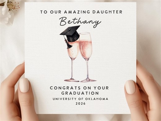 Graduation Card for Daughter 2026, Elegant Champagne Graduation Celebration Card With Name and University - Etsy