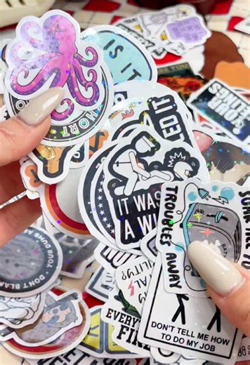 130 funny vinyl waterproof stickers in one pack for your water bottle or hard hat or laptop or ya know whatever #funnystickers #vinylstickers #stickers #tiktokshopholidayhaul