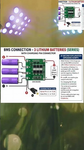 #scienceproject#electronics#3sbms Learn BMS connection in 20 seconds