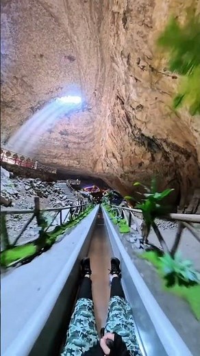 Sliding Through Earth's Core! 🚀 The Most Thrilling Cave Slide in China! #caveadventure