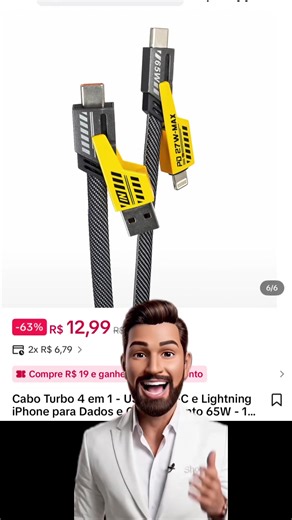 Cabo Turbo 4 em 1 - USB, USB-C#fyp#fypage#viraralizatiktok #fyupage#capcut