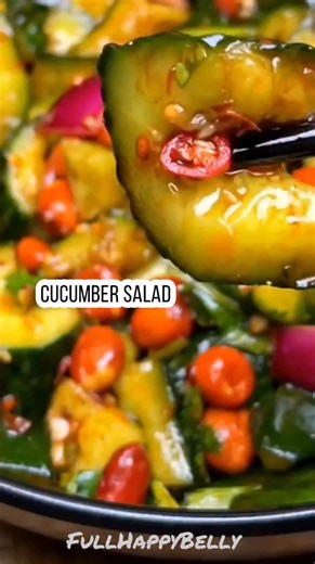 Tasty Chinese spicy cucumber salad recipe #cucumber #cucumbersalad #salad #lowcarb #ketofriendly #weightlossjourney #chinesefood #chinesecuisine #chinesefoodlover #vlog #food #foodlover #foodie #foodblogger #yummyfood #tastyfood #comfortfood #homemadefood #homecooking #homecooked #cooking #cookingvideos #cookingtime #cookingreels #cookingathome #easyrecipe #recipes #recipe #fullhappybelly | Fullhappybelly