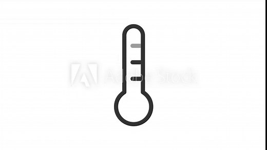 Animated thermometer linear icon. Measuring temperature. Weather forecast. Climate change. Seamless loop HD video with alpha channel on transparent background. Outline motion graphic animation