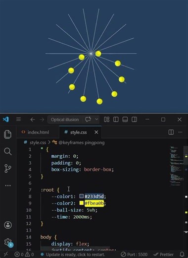 How to create Optical Illusion by using HTML and CSS in VS code.