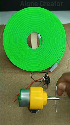 Green Neon Strip Lit Up Using Only a Gear Motor! #TechProject #ScienceInnovation #project