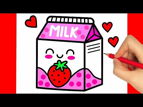How To Draw Pusheen Cat - Strawberry Milk Carton | Cute Easy Step By Step Drawing Tutorial