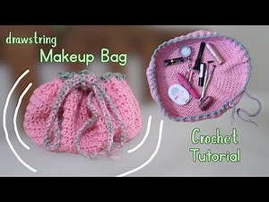 Drawstring Makeup Bag Crochet Tutorial ♡ beginner friendly ♡ (crochet advent day 13)