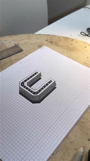 How to drawing letter U 3d art#shorts