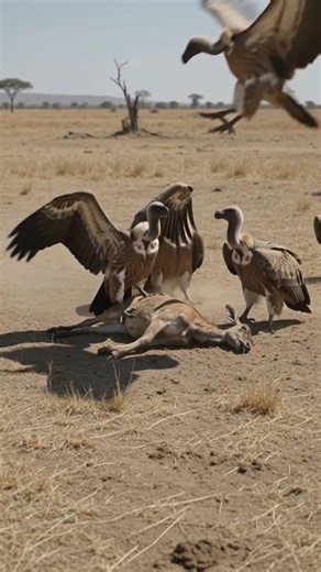 Nature’s Cleanup Crew: Vultures Feeding on the Savanna 🦅#shorts