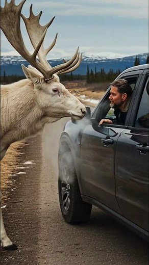 "White Moose Asks A Man To Save Its Calf" #animals #rescue #wildlife