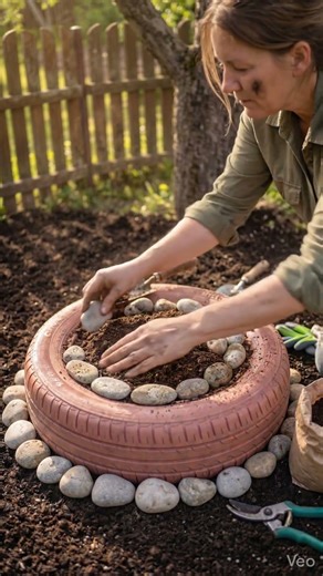 Transform Old Tires into Beautiful Flower Planters 🌼 #gardeningtips #youtubeshorts #diy