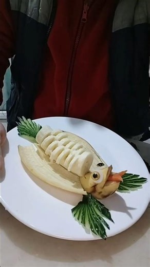 Golden Curves Banana Art Creations# Peel & Reveal Creative Banana Sculptures#plate decorated idea's#