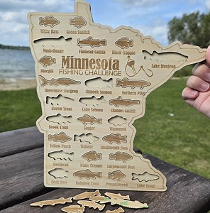 Minnesota Fishing Map| Fishing Log Gift for Fisherman| Game Fish of MN With Fish Cutouts to Track Your Catch| Sport Fish Sign| Anglers Decor - Etsy