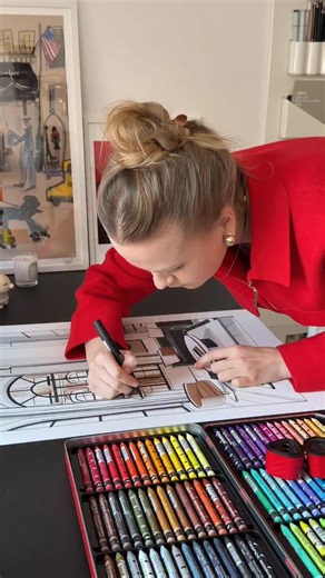 Anna Katkova on Instagram: "GORGEOUS contemporary HAND-DRAWN interior for a gorgeous sunny winter day! What started as a solution to my frustration with computer renders as an interior design student almost ten years ago turned into my absolute dream profession: designing and sketching spaces and places on my iPad - from both imagination and real life - a path I’ve been fully dedicated to since 2020. And honestly, if the pandemic hadn’t happened, I probably would’ve ended up in that interior des