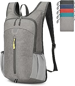 Lightweight Hiking Backpack 20L Foldable Small Travel Hiking Daypack Camping Backpack Water Resistant Packable Outdoor Cycling Back Pack Sports Shoulder Bag for Women Men (Gray)