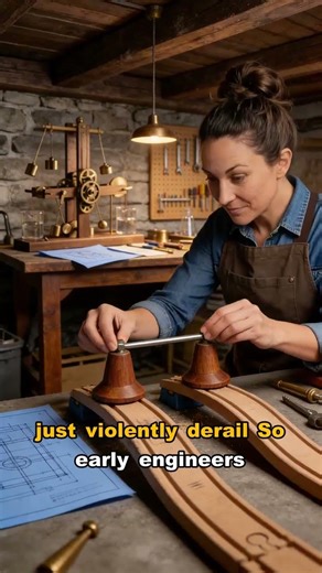 How trains turn without derailing conical wheels explained #engineering #trains #physics