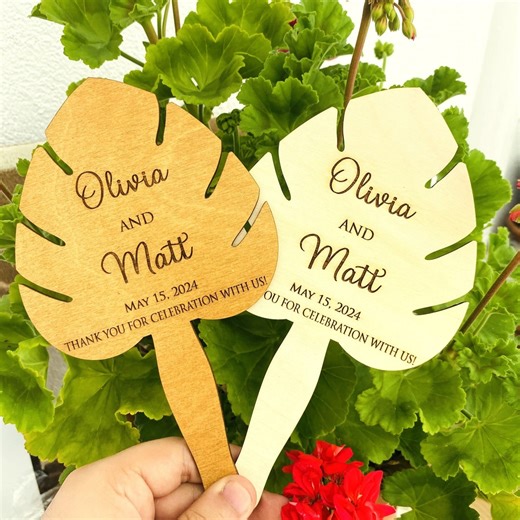 Personalized Birch Wood Wedding Fan Favors, Laser-engraved - Etsy