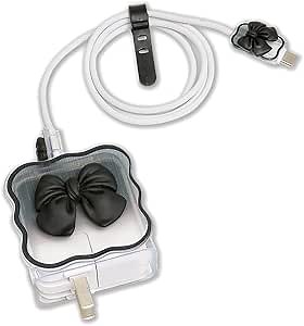 Compatible with iPhone 29W/30W/35W USB-C Charger Cover Cute 3D Bow Tie Waves Design Charger Cable Protector for Apple 35W/30W Single/Dual USB-C Power Adapter, Black