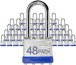 Lock Outdoor Padlocks, Key Lock, Padlocks with Same Key - Laminated Steel Keyed Padlocks with Long Shackle, 48 Pack, for Hasp Latch, Sheds, Fences, Storage Locker, School, Gym - Amazon.com