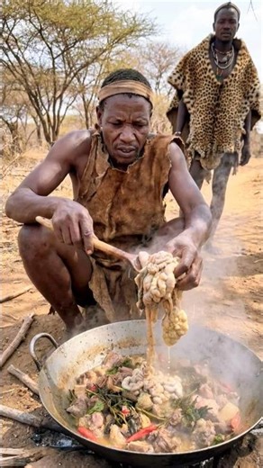 Wild Food Feast | Primitive Cooking 🥩 #tribalfood #triballife #shorts