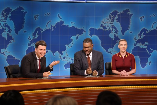 Scarlett Johansson Crashed Colin Jost and Michael Che's Season Finale Joke Swap