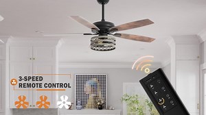 Parrot Uncle Toronto 52 in. Farmhouse Indoor 5-Blade Black Ceiling Fan with Light Kit and Remote Control F6319110V