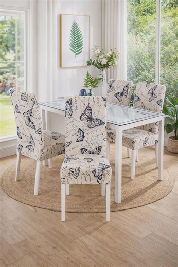 Butterfly Chair Covers for Dining Room Set of 4, Stretch Spandex Slipcover, Washable Anti-dust Seat Cover for Kitchen, Party & Wedding Decor - Etsy Australia