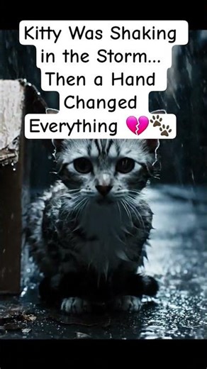 Kitty Was Shaking in the Storm… Then a Hand Changed Everything💔🐾 #shorts #viral ##catlovers #animals