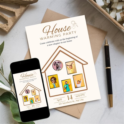 Housewarming Party Invite Template, Modern New Home Party Invite, Photo Housewarming Invite, Editable Canva Invitation, Digital Download - Etsy