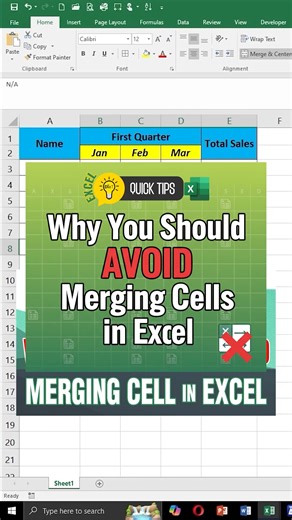 Stop Merging Cells in Excel! (Here’s Why You Should Avoid It) #ExcelTips #ExcelHacks | DieT
