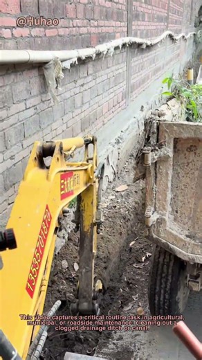 Mechanical Ditch Cleaning with Excavator #DrainageMaintenance #EfficientWork #HeavyMachinery