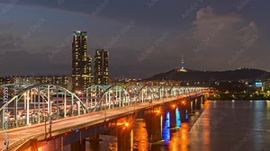Time Lapse Sunset of Seoul cityscapes at South Korea.