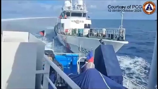 Chinese coast guard rams and damages a Philippine vessel off an island in the South China Sea