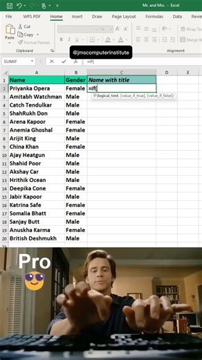 How to add Mr. and Mrs. in excel 😱 #excel #office #spreadsheet
