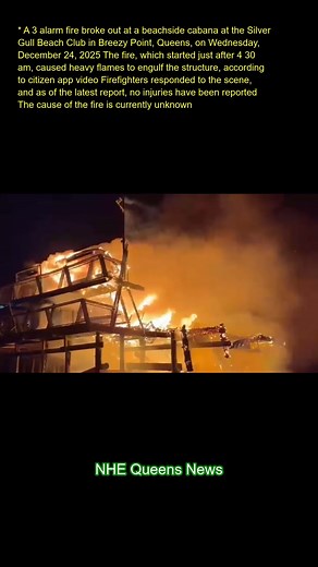 A 3-alarm fire broke out at a beachside cabana at the Silver Gull Beach Club in Breezy Point, Queens