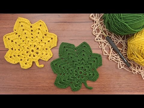 🍁 Crochet Leaf Coaster & Decorative Pattern | Easy Crochet | Step-by-Step