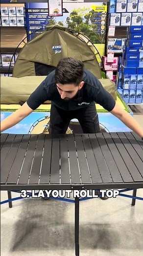 Set up the Kings Aluminium Roll-Up Table! Your perfect lightweight camp table ready in seconds! 👌