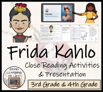Frida Kahlo Close Reading Passage & Comprehension Activities | 3rd–4th Grade