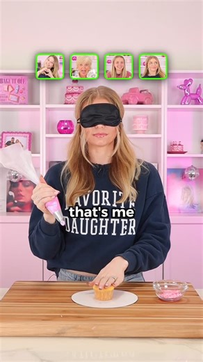 Mary Allyson Martin on Instagram: "Blindfold cupcake challenge 🧁🩷 #cupcake #cakedecorating #cake"