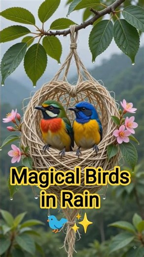 Magical Birds in Rain 🌧️ | Peaceful Nature Relaxation 4K | Cinematic Bird Sounds #shorts