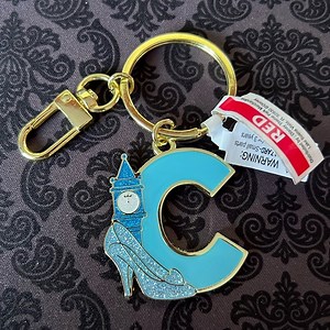 Disney Parks Cinderella “C” Alphabet Glitter  Keychain NEW Unisex