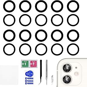 10 Sets for iPhone 11 Rear Camera Lens Replacement with Dual-Sided Adhesive for iPhone11 Back Camera Glass Lens with Fix Tool Repair Kit Tweezers for A2111 A2223 A2221