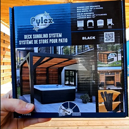 Pylex on Instagram: "Another installation of our sunblind system! Product # 11060 Available online at most hardware stores in Canada and the United States. - Une autre installation de notre système de store! Produit # 11060 Disponible en ligne dans la plupart des quincailleries au Canada et aux États-Unis. #Pylex #diyprojects #outdoorliving #decking #deckdesign"