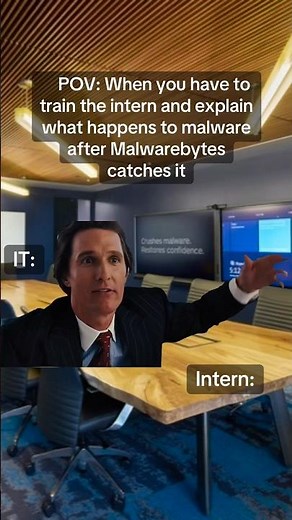 When you have to train the intern and explain what happens to malware after Malwarebytes catches it