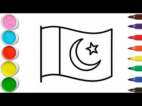 How to Draw a Pakistan Flag For Kids | Easy Step by step Drawing tutorial