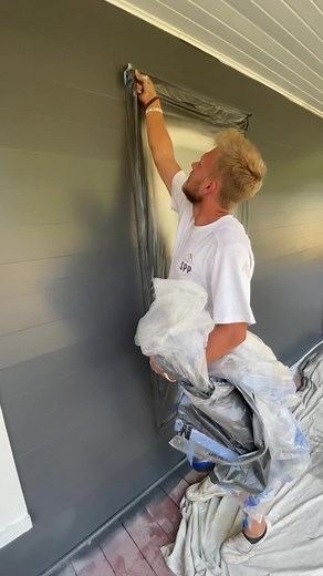 Double taping windows. Only a spec to touch up. Color PPG Knights Armor #sherwinwilliams #painting #satisfy #superpaint #fyp #asmr #summitpainting