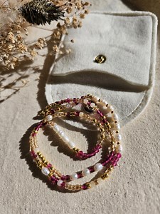 Pearl Necklace Made of Freshwater Pearls and Miyuki Pearls – Gold & Berry Colors - Etsy