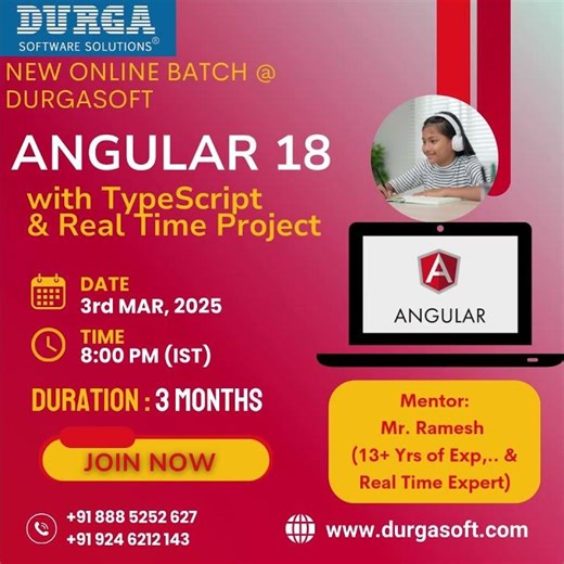 Angular 18 Online Training with TypeScript & Real-Time Project | DurgaSoft | 3rd March 2025